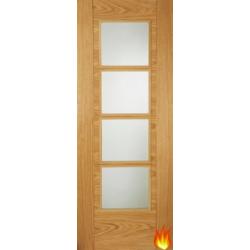 Iseo Crown Cut Oak Fire Door (FD30) with Clear Glass (pre-finished)